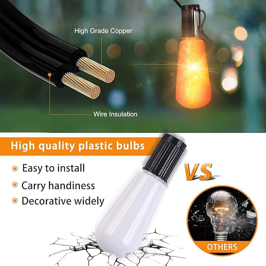 Flickering Flame String Lights,22Ft 20LED Lights for Outside,Plug in Garden Light for Halloween Christmas Indoor Outdoor Decor,Connectable Backyard Decorative Lights Cafe Bistro Patio