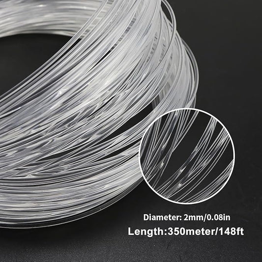 AZIMOM PMMA 0.08in(2mm) 1148ft(350Meter) Plastic End Glow Fiber Optic Roll Cable for Fiber Optic Starlight Kits Project Twinkle Star Sky Ceiling Headliner Decor