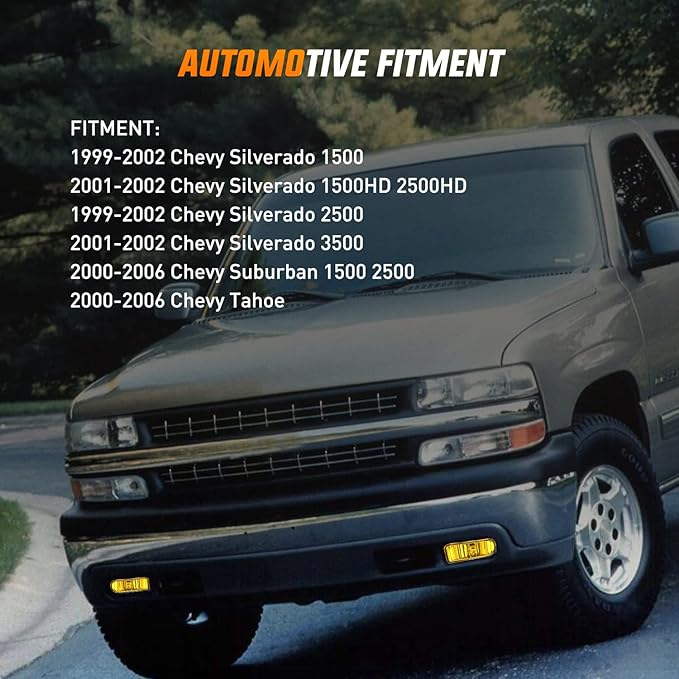 Nilight Fog Light Assembly Compatible with 1999 2000 2001 2002 Chevy Silverado 1500 2500 2001-2002 3500 Chevy Silverado 2000-2006 Suburban Tahoe