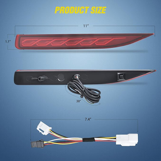 Nilight Rear Bumper Tail Light Compatible with 2019 2020 2021 2022 2023 2024 2025 Toyota Corolla Red Lens LED Reflector Bumper Lamp Brake Turn Signal Sequential Flashing Driving Taillights Replacement