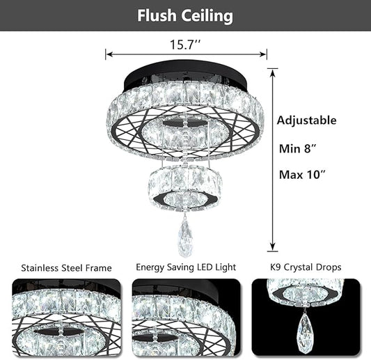 HAIXIANG Chandelier Bedroom LED Light Modern Hallway Ceiling Lighting Fixtures for Kitchen Dining Room Kitchen Remote Dimmable Black Lights