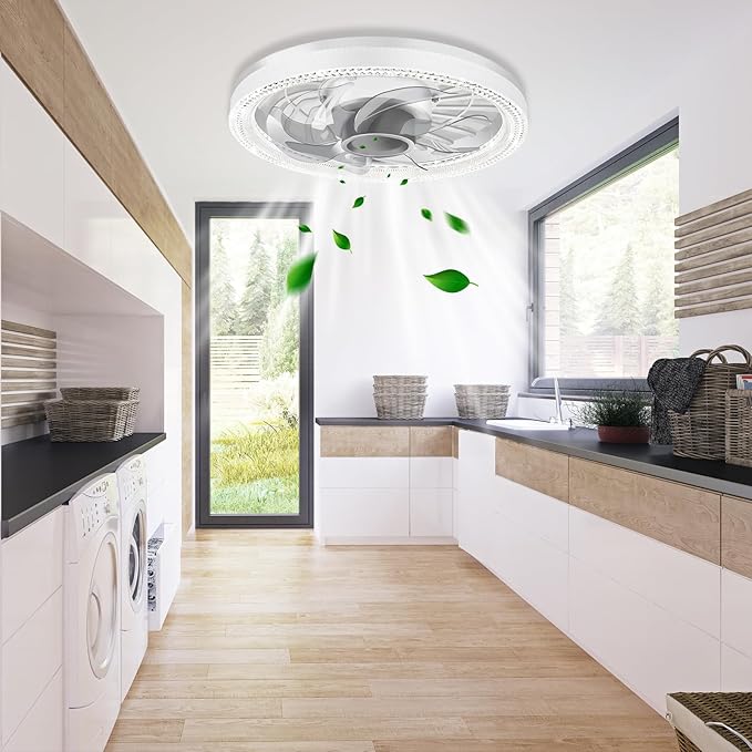 Deyagoo Ceiling Fan Light, 12-inch Socket Fan Light with Remote Control, 3 Colors (3000K-6500K) Dimmable LED Light Bulb, Screw-in Ceiling Fan for Bedroom, Kitchen, Storage Room, Closet, and RV.