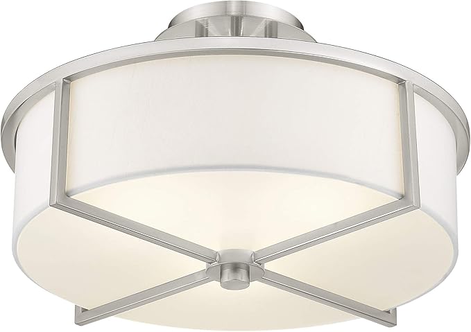 Livex Lighting 51074-91 Transitional Three Light Ceiling Mount from Wesley Collection in Pwt, Nckl, B/S, Slvr. Finish, Brushed Nickel