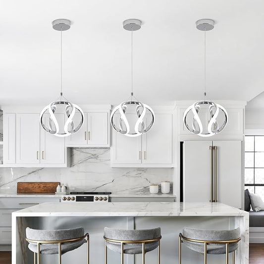 CANEOE Modern Led Pendant Light, 5500K Creative Led Kitchen Island Pendant Lights Fixtures, Adjustable Height Integrated LED Hanging Lamp for Living Room Bedroom Kitchen Cafe,1 Pack