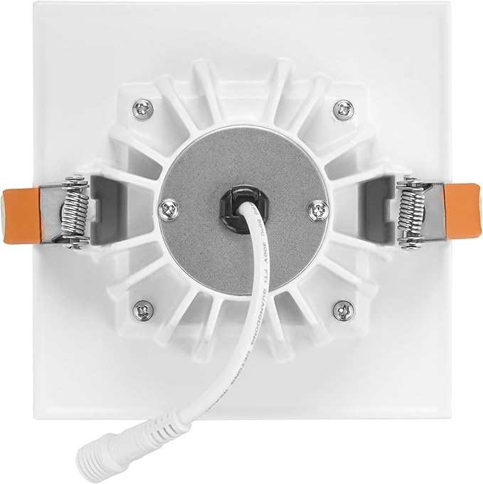 Maxxima 4 in. Low Kelvin Ultra-Thin Square Recessed Anti-Glare LED Downlight, Canless IC Rated, 1200 Lumens, 5 Color Temperature Selectable 2200K/2400K/2700K/3000K/3500K, Dimmable, J-Box Included