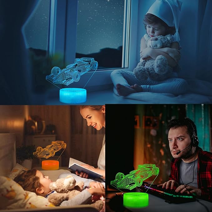 F1 Car Gifts for Boy, Formula One Night Light with Remote Control, 16 Colors Changing, RGB Flashing Mode and Dimmable, Sport Race Car Gifts for Boys Christmas Decor