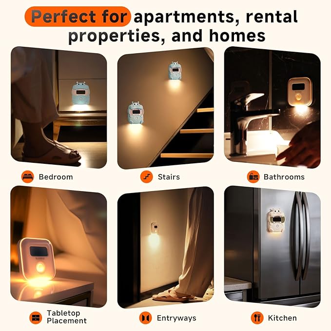 Light-Powered Motion Sensor Night Light, Magnetic Wall Mount/Tabletop, Auto On/Off, 3000K Warm White for Bedroom, Hallway, Bathroom, Kids Room, Best Thoughtful Gift for Holiday & Birthday