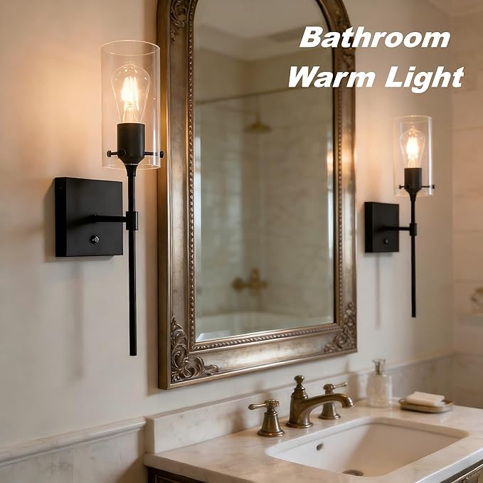 Dimmable Battery Operated Wall Sconce Set of 2, Rechargeable Wall Mount Light No Wiring, Easy Install Wireless Wall Lamp for Living Room Bedroom Hallway Farmhouse Indoor, Bulb Included