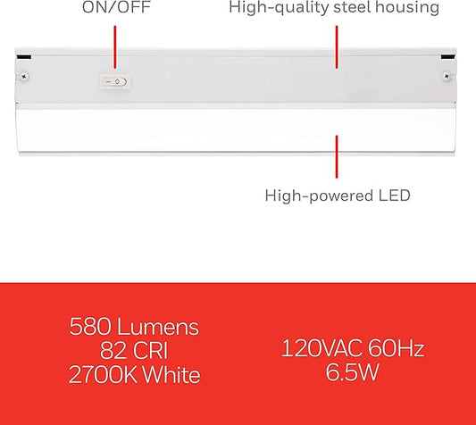 UltraPro 24 inch Hardwired Under Cabinet Lights, On/Off Only, 2700K Warm White, Under Cabinet Lighting, Under Counter Lights for Kitchen 44112