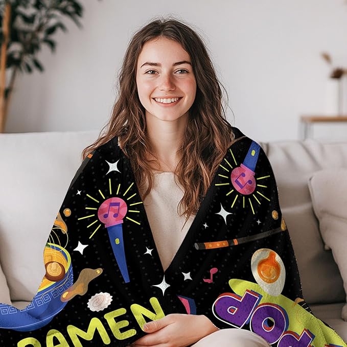 Kpop Blanket Gifts, for Teens, Soft Flannel Ramen Blanket for Fans, Trendy Kpop Merch Gifts, for Young Adults, Ideal Gifts, for Teens and Young Adults, Holiaday Gift 50x60in