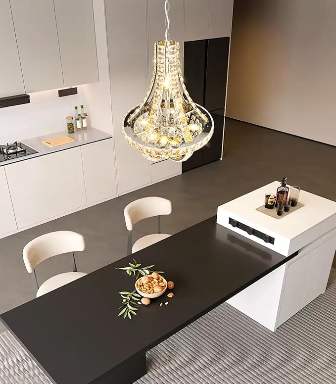Glam Crystal Chandelier Empire Chandeliers with K9 Crystal Luxury Light Fixture for Dining Room Living Room Bedroom Entryway Silver Lighting