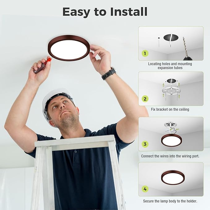 2Pack LED Flush Mount Ceiling Light Fixture Oil Rubbed Bronze, 7Inch 15W, Dimmable&3000K-6500K Adjustable Low Profile Ceiling Lights, 1500LM Round Lamp for Bathroom, Bedroom, Closet, Kitchen, Hallway