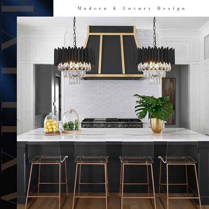 A AXILIXI Crystal Chandeliers Contemporary Small 16” Black Ceiling Pendant Light Fixture 3 Tiers Flush Mount Round Chandeliers Vintage for Dining Room Foyer Kitchen Entryway
