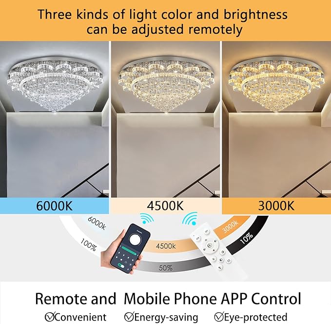 HAIXIANG Modern Chandelier Living Room Light Large Luxury Chandeliers for High Ceiling Foyer Entryway Lights Dimmable 110W LEDs Crystal Silver Lighting Fixtures