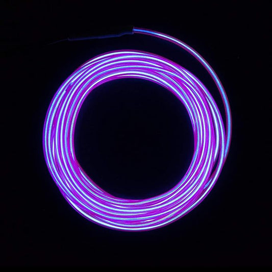 lychee 15ft Neon Glowing Strobing Electroluminescent Light El Wire w/Battery Pack for Parties, Halloween Decoration (Purple)