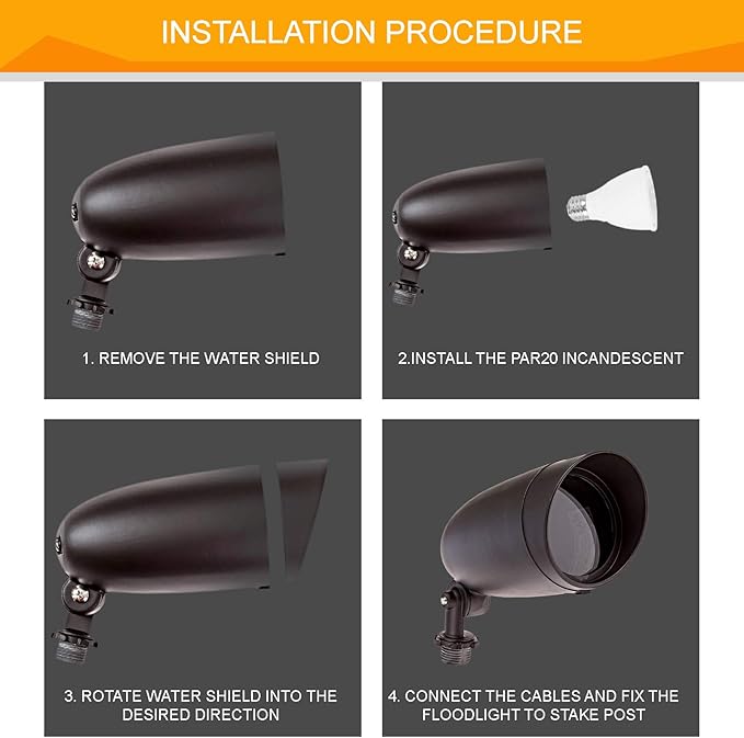 Lighting One Light PAR20 120 Volt Die Cast Aluminum Durable Outdoor Landscape Security Lighting Flood, Dark Bronze - Pack of 2