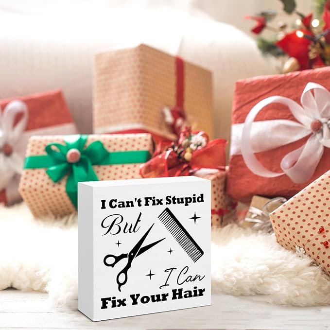 Hair Stylist Gifts, Hairdresser Gifts for Women Men, Barbershop Hair Salon Decor Sign for Desk Table Shelf 5 x 5 Inches