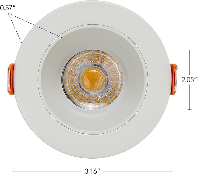 Maxxima 2 in. Ultra-Thin Recessed Anti-Glare LED Downlight - Canless IC Rated, 5 Color Temperature Selectable 2700K/3000K/3500K/4000K/5000K, Dimmable, Round Stone Gray Trim, 90 CRI
