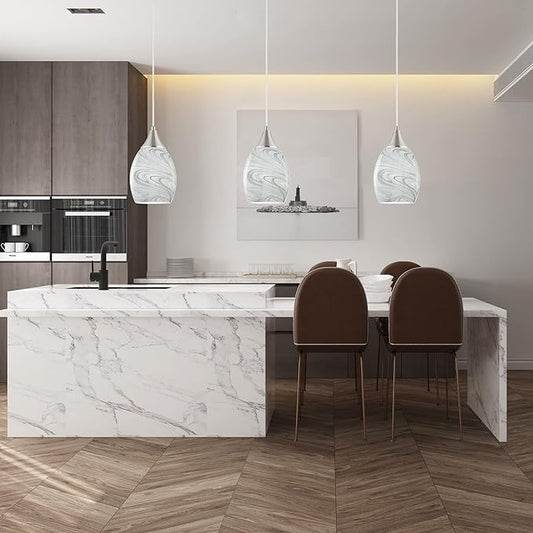 Glassland Pendant Lighting, 1 Light Mini Pendant Light in Brushed Nickel with Gray Glass Shade, ETL Listed.