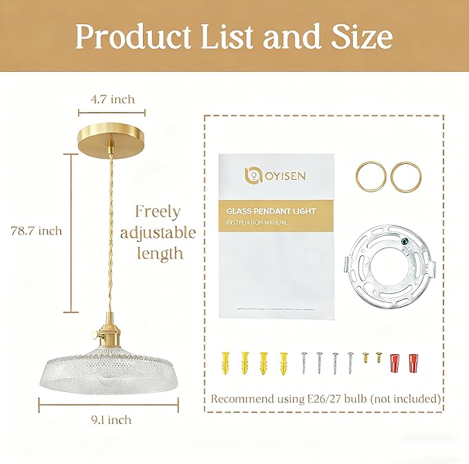 Pendant Lights Kitchen Island, 9.1 Inch Retro Glass Lampshade Hanging Lamp Industrial Braided Light Cord Hanging Lights for Living Room and Bedroom