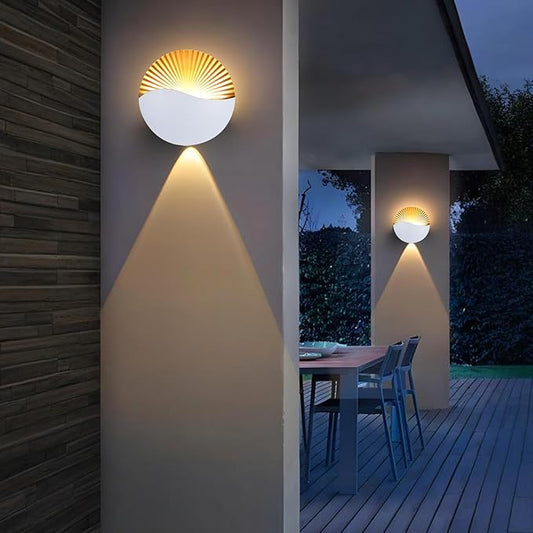 Kawell Modern Creative 12W LED Wall Sconce Waterproof Wall Light Indoor Outdoor Wall Lamp Sunrise Effect Art Deco for Bedroom Living Room Bathroom Cafe Lounge Corridor Stairs,White 3000K