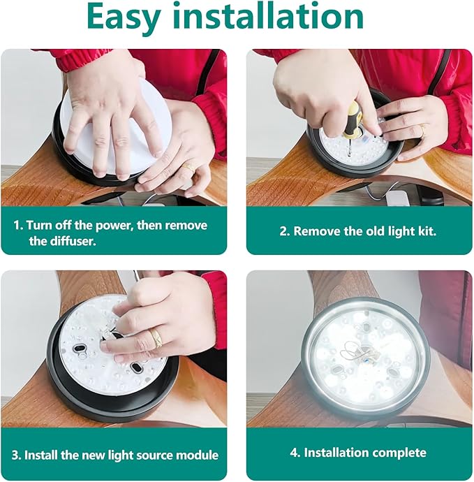 1-Pack 5.3" LED Retrofit Light Kit for Ceiling Flush 15W 120V 3000/4500/6000K LED Ceiling Fan Light Replacement Panel PCB Dimmable
