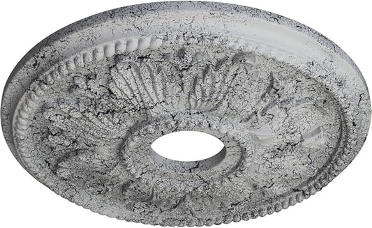 Ekena Millwork CM18ED1UWC Edinburgh Ceiling Medallion, 18 1/8 OD x 3 1/2 ID x 2 3/4 P, Ultra Pure White Crackle