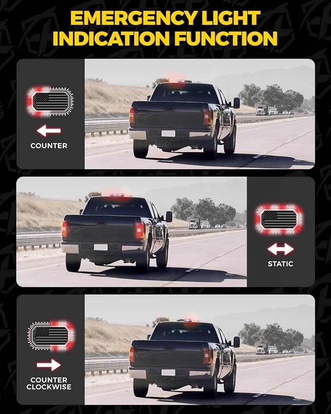 Xprite White Red Rooftop Emergency Strobe Light Bar, US Flag Beacon Safety Flashing Volunteer Firefighter Lights w/Control Panel Magnetic Base for First Responder Vehicles Fire Trucks