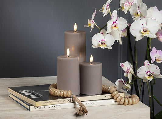 Abbott Collection Wax LED Flameless Pillar Candle - Gray (3x8 H)