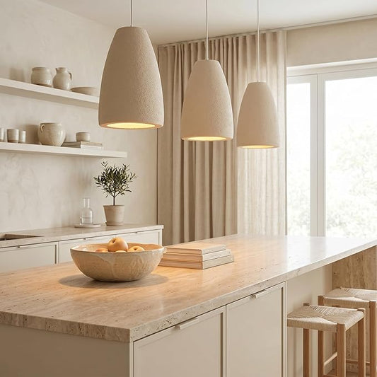 JAYMP Wabi Sabi Pendant Light for Dining Room Kitchen Island Light Hallway Restaurant Hanging Lamp E26 Base Japanese Style Wine Bottle Shape Lighting Fixture, 1 Pack (Light Brown,A Shape, D35×H51cm)