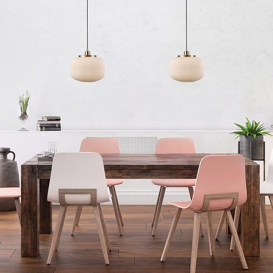 Globe Electric 65842 1-Light Pendant Lighting, Matte Brass, Frosted Ribbed Glass Shade