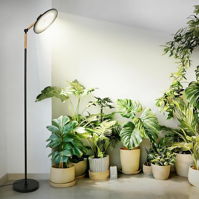 HMVPL 100W Grow Lights for Indoor Plants Full Spectrum, Plant Lights for Indoor Growing with 216 Light Beads, Timer, Remote Control, Dimmable Standing Growth Lamp for Large Many Plants(5 Level Height)