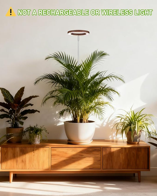 yadoker Grow Light for Large Indoor Plants, Full Spectrum LED Plant Light, Height Adjustable for Tall Plants, Auto On/Off Timer, 5V Safe Low Voltage Walnut Grain Grow Lamp for Home & Office