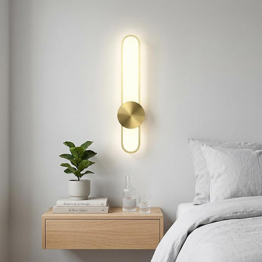 JAYMP Modern Wall Sconce 4000K Dimmable LED Wall Light Fixture, Hardwired Wall Lamp for Living Room, Dining Room, Bedroom, Hallway, Lobby, Entryway, 1 Pack (Brushed Gold, H56cm/22inch)