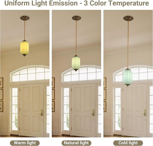LOUSACE 5.5 in Vintage Milk Glass Ceiling Light Fixture, Antique Green Semi Flush Mount Milk Glass Pendant Light, Farmhouse Ceiling Light for Kitchen Hallway Dining Room Bedroom, LED Bulb Included