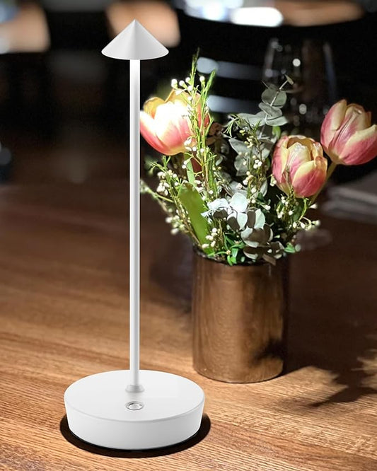 Cordless Table Lamps Rechargeable, 6000mAh Battery Operated LED Desk Lamp Outdoor Waterproof Portable Touch Dimmable Table Night Light for Patio Restaurant Dining Home Set of 2 White