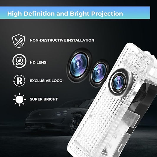 4PCS Car Door Light Projector, Customized Logo Welcome LED Lights Compatible with 1/3/4/5/6/7/X1/X2/X3/X4/X5/X6/M Series Car B Accessories