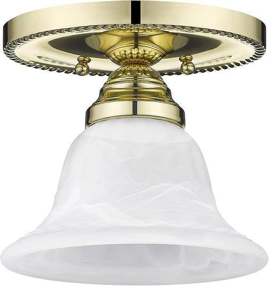 Livex Lighting 1530-02 Edgemont 1-Light Ceiling Mount, Polished Brass