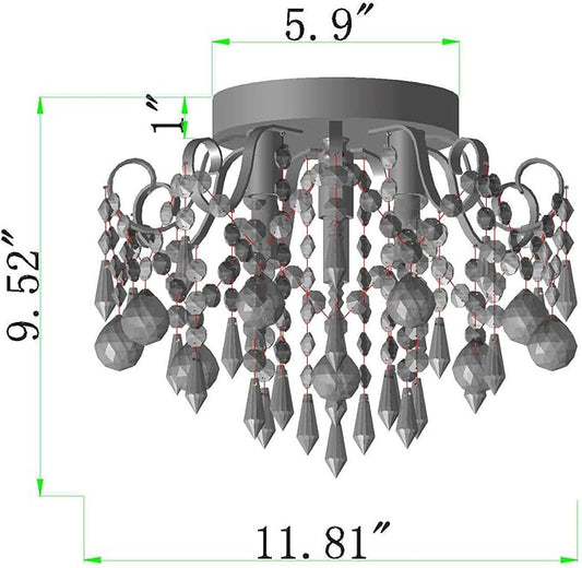Q&S Small Chandelier,Modern Gold Mini Crystal Chandelier Ceiling Light Fixture for Bedroom,Hallway,Entryway E12 3-Light.