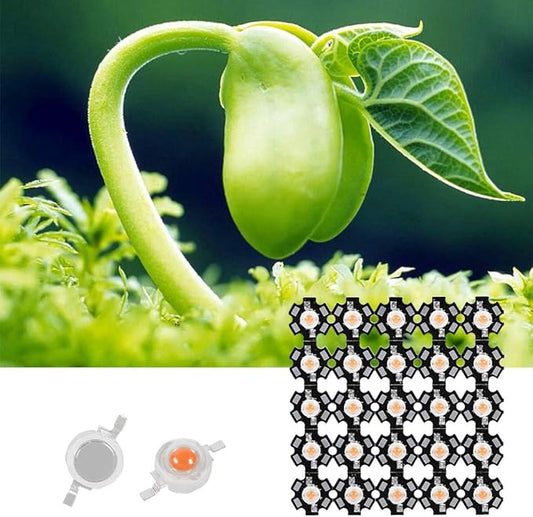 Yosoo 25Pcs Grow Light Chip, 3W Full Spectrum 380nm-840nm Wavelength, Aluminum PCB Bead Chips for Indoor Plants