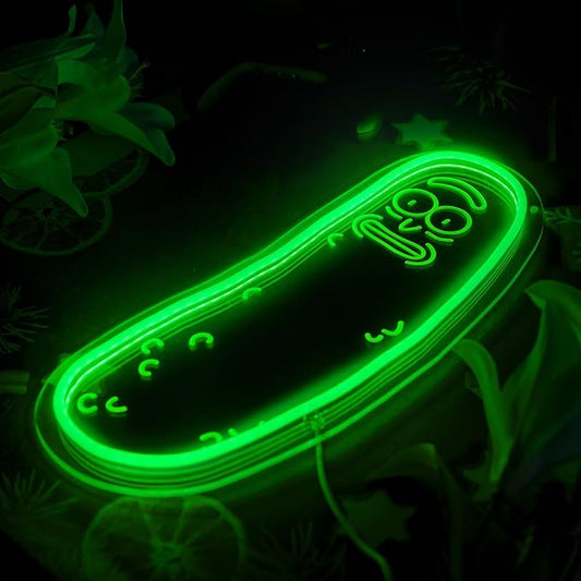 Cartoon Pickle LED neon Sign for Wall Decoration, Anime neon Light Sign for Man cave Decor, Christmas Ornament, Party and Game Room Decoration, Dimmable Dill neon Sign USB Power (Green R)