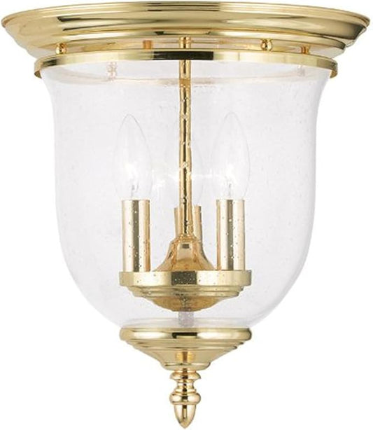 Livex Lighting 5024-02 Traditional Three Light Ceiling Mount from Legacy collection in Brass-Polished/Cast finish,