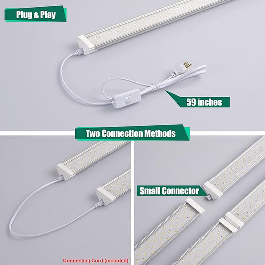 SZHLUX 6 Pack LED Shop Light 4FT 60W, 8700LM, Linkable Utility Ceiling Light 5000K Daylight White for Garage, Super Bright Integrated Lights, Under Cabinet