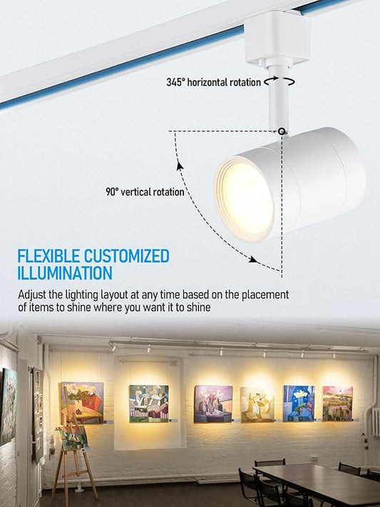 LEONLITE Studio Series 8.5W LED H Track Lighting Heads, ETL Listed, Dimmable Retail Track Light Heads for Store Shop Cafe, 600LM, CRI90, H Track Lighting, 2700K Soft White, Matte White, Pack of 4