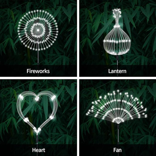 Solar Garden Lights Outdoor, 4 Pack 120 LED Waterproof Decorative String Lights 8 Modes with Remote DIY Outdoor Decor for Pathway Walkway Yard (Cool White)