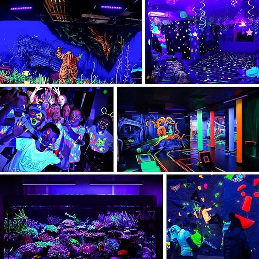 YANYCN 4 Pack 400W LED Black Light,Black Flood Light Outdoor with Plug and Switch, IP66 Waterproof 395nm to 405nm LED UV Blacklight Neon Glow for Glow Party, Halloween, Fluorescent Poster, Body Paint