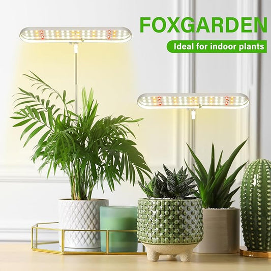 FOXGARDEN Grow Light, Full Spectrum LED Grow Lamp, Plant Lights for Indoor,Auto Timer 4/8/12H, 4 Dimmable, Height Adjustable 8.5"-24", Growing Lights 2 Pack