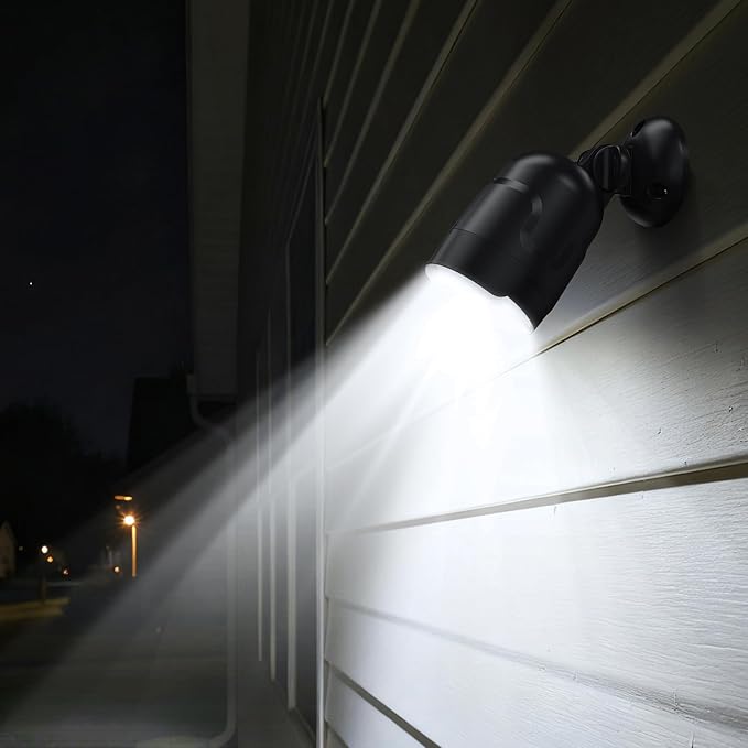 Battery Operated Motion Sensor Light Outdoor, 4000mAh Rechargeable 600 Lumen Battery Powered Spotlight Outdoor Waterproof for Porch, Garage, House (Black)