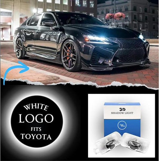 LED Car Door Light Logo Projector (White) Welcome Courtesy Light for Toyota Highlander 4runner Avalon Camry Corolla Land Cruiser Prius Sequoia Sienna Tundra Venza Accessories.