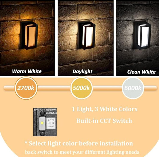 rosykite Outdoor Wall Sconce Lights, Square LED Porch Lights Outdoor 18W 3000K 4000K 5000K 3 Color Changeable,Exterior Outside Wall Lights for House Doorway,Carriage